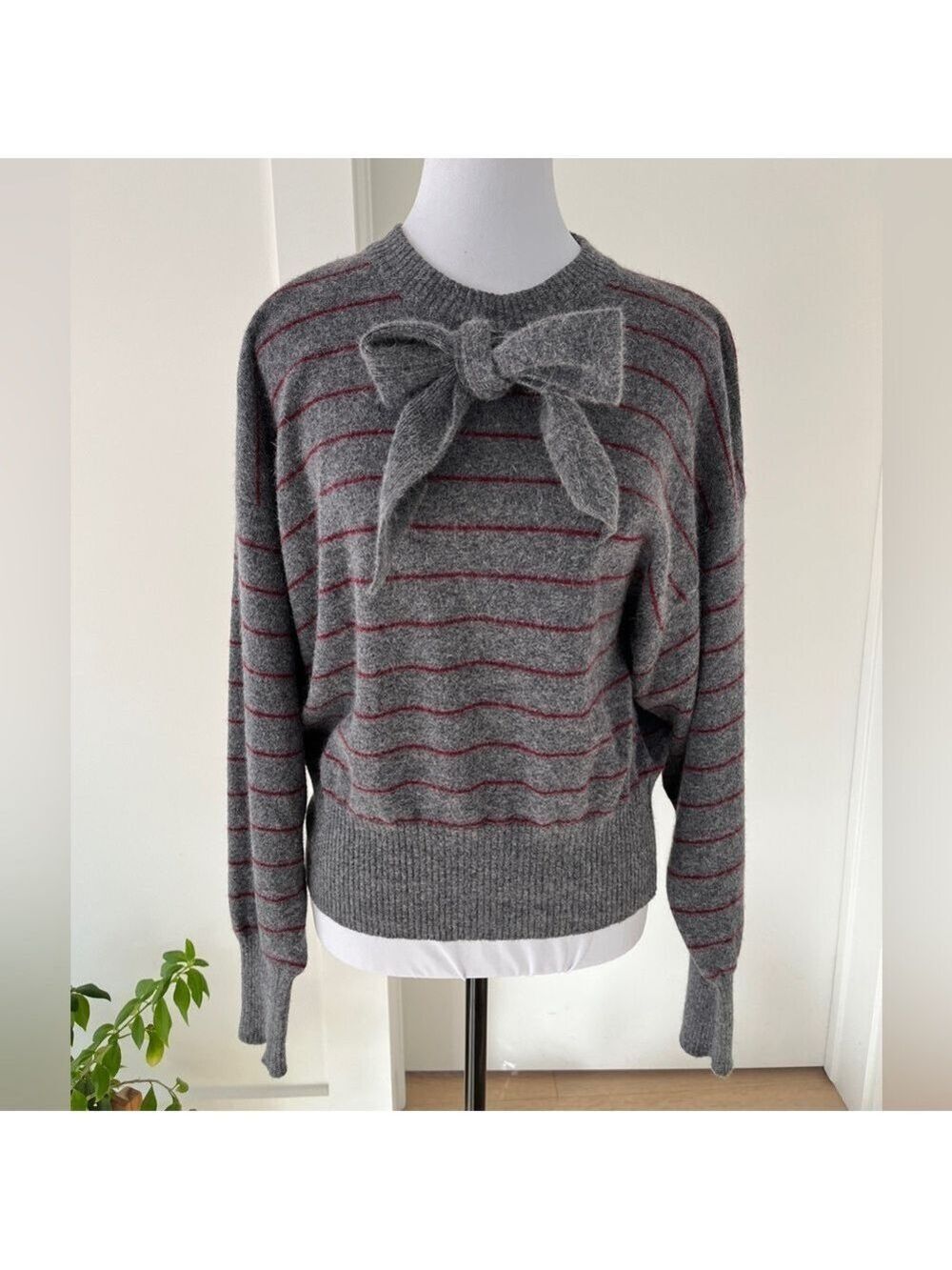 VINTAGE Jaeger Pullover Crew Neck Tie Drop Shoulder Striped Sweater Luxury 80's